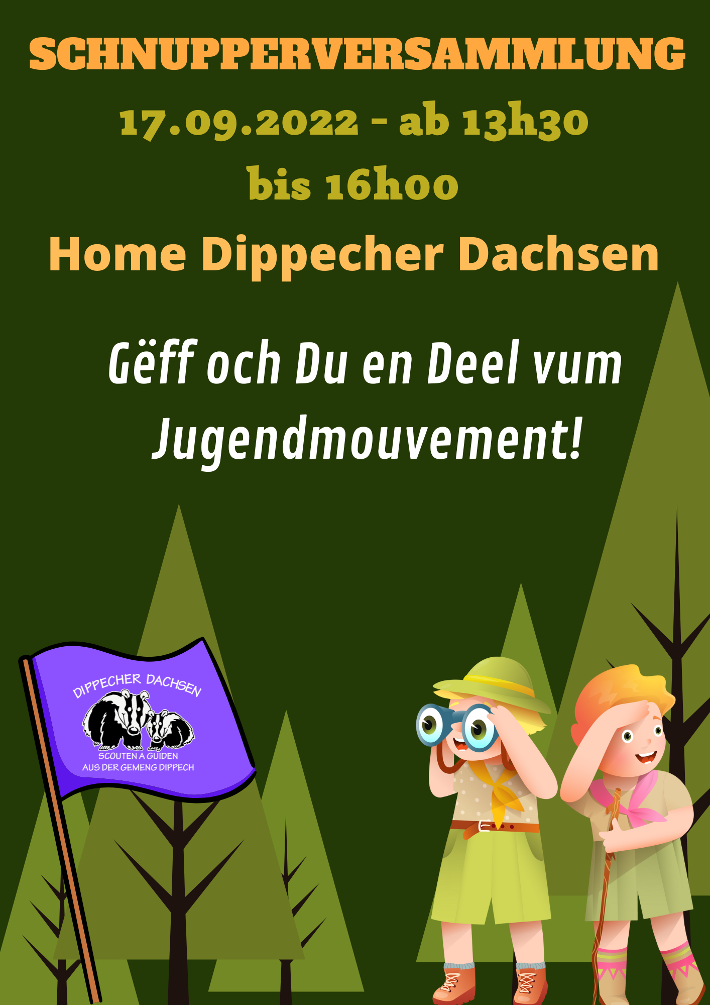 Gëff och du Deel vum Jugendmouvement!